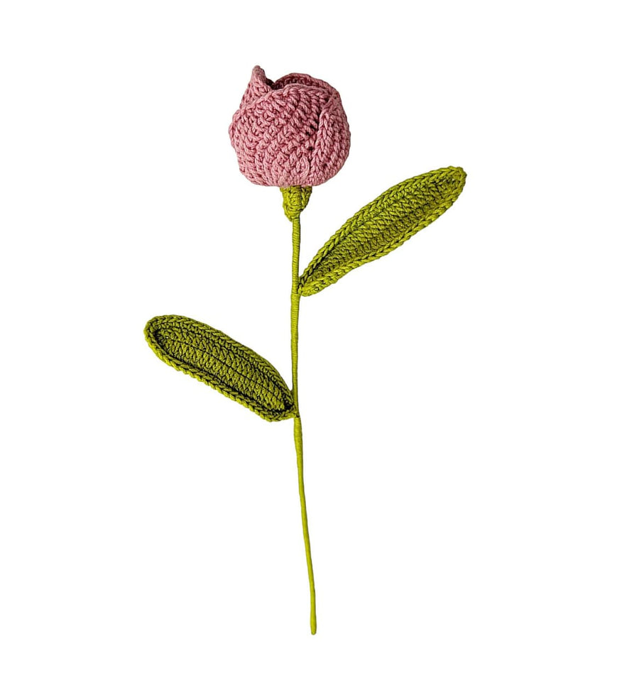 Happy Threads| Blooming Layered Tulips, Eco-Friendly Handcrafted Single Stem Crocheted Flowers - Child-Safe, Lead-Free, Sustainable Decor & Gift Solution