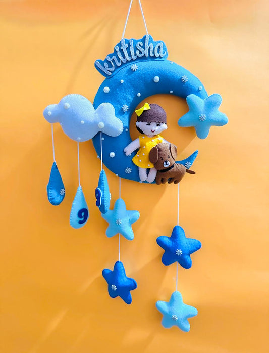 Kids hanging -Boy/Girl on Moon (BLUE)