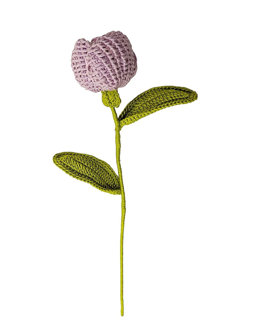 Happy Threads| Blooming Layered Tulips, Eco-Friendly Handcrafted Single Stem Crocheted Flowers - Child-Safe, Lead-Free, Sustainable Decor & Gift Solution