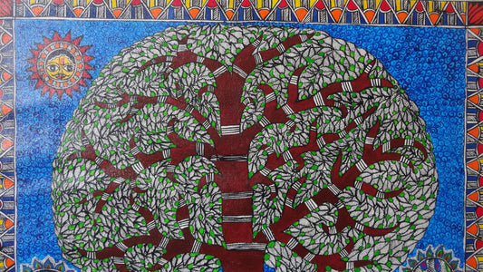 Tree of Life Madhubani Painting in Bharani-Style