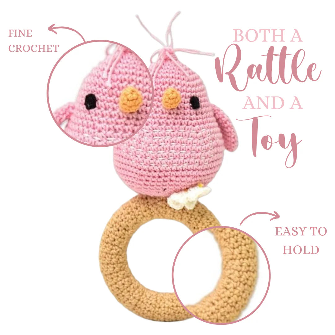 Happy Threads | Chirpy Bird Rattle – Handmade Eco-Friendly Baby Toy