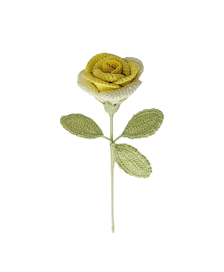 Happy Threads| Shaded Roses, Eco-Friendly Handcrafted Single Stem Crocheted Flowers - Child-Safe, Lead-Free, Sustainable Decor & Gift Solution