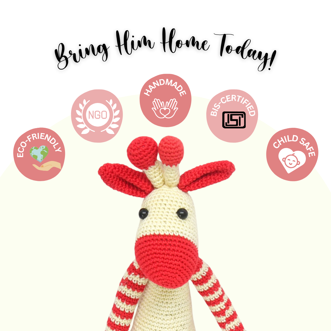 Happy Threads | Giphy the Giraffe | Handcrafted Crochet Toy | Soft & Adorable Companion for Kids