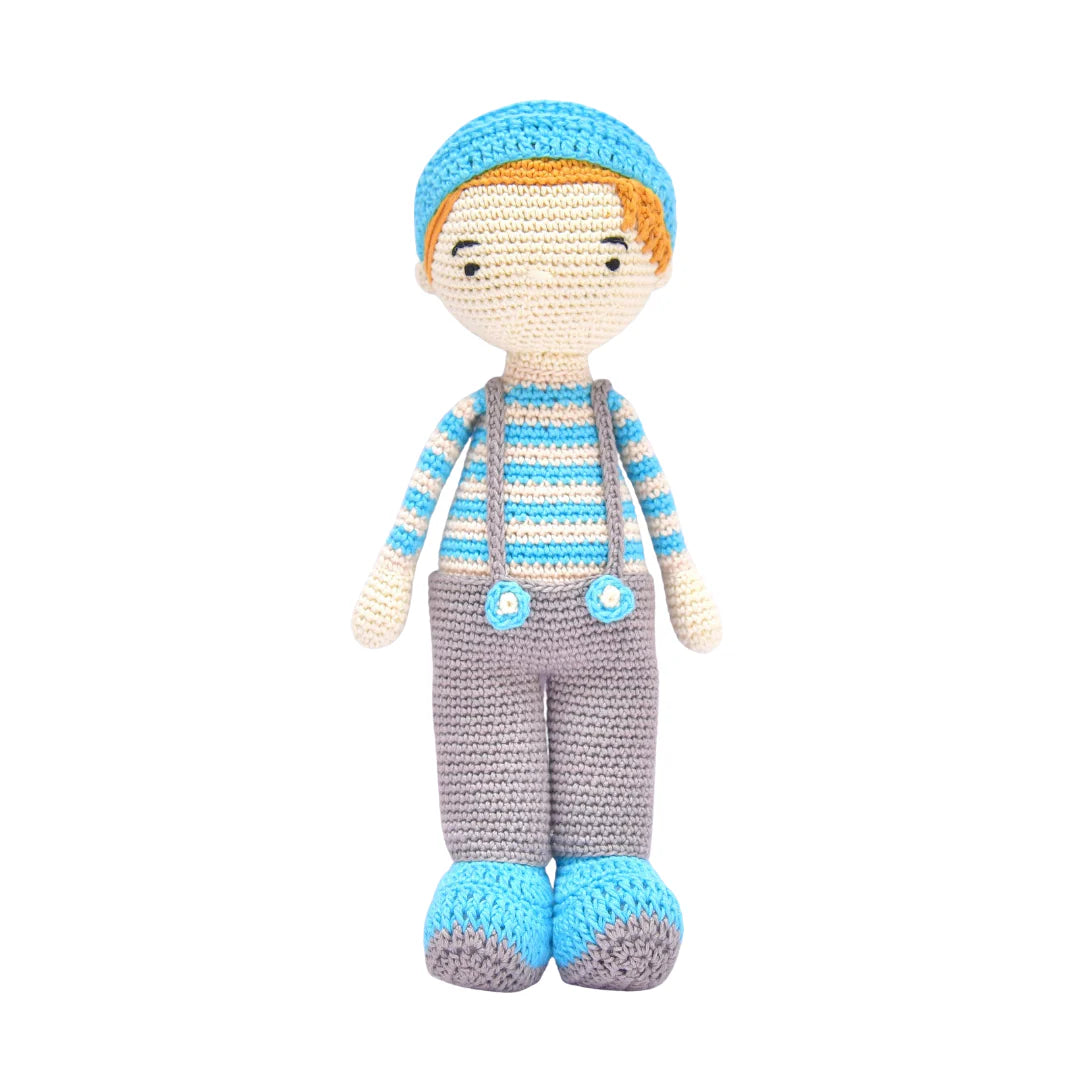 Happy Threads | Charming Blake Boy Doll – Lovingly Crocheted Handmade Toy for Storytime Fun