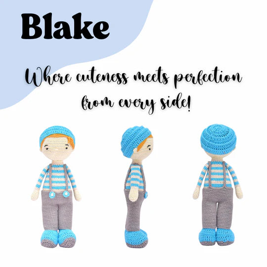 Happy Threads | Charming Blake Boy Doll – Lovingly Crocheted Handmade Toy for Storytime Fun