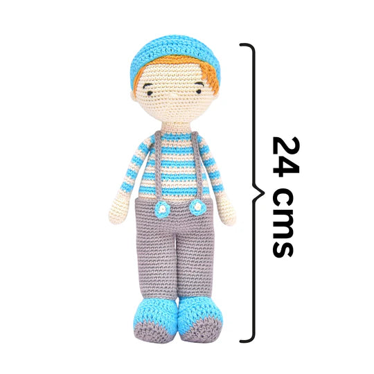 Happy Threads | Charming Blake Boy Doll – Lovingly Crocheted Handmade Toy for Storytime Fun