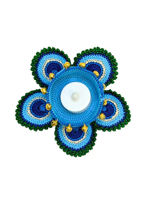 Happy Threads | Colorful Peacock Tealights | Handmade Crochet for Diwali