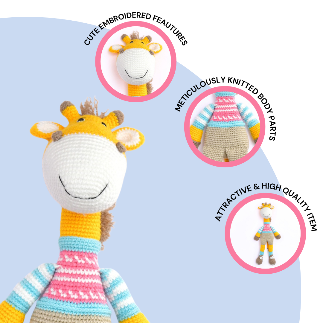 Happy Threads | Gerald the Giraffe – Premium Handcrafted Crochet Soft Toy | Bestselling Cozy Plush
