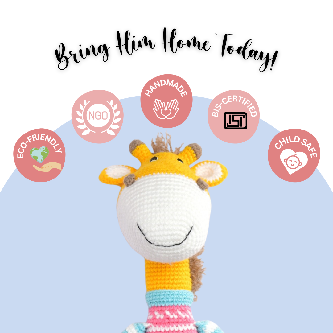 Happy Threads | Gerald the Giraffe – Premium Handcrafted Crochet Soft Toy | Bestselling Cozy Plush