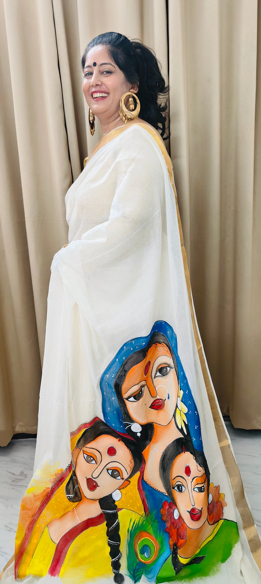 Hand painted sarees