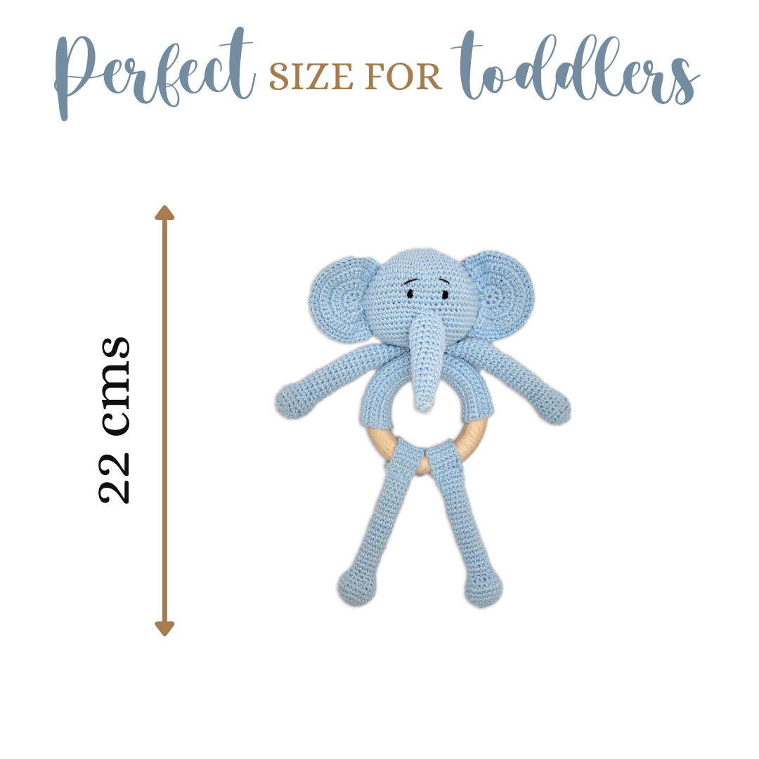 Happy Threads | Tiny Trunkies Crochet Baby Rattle Toy – Handmade with Love, Crafted for Cuddles