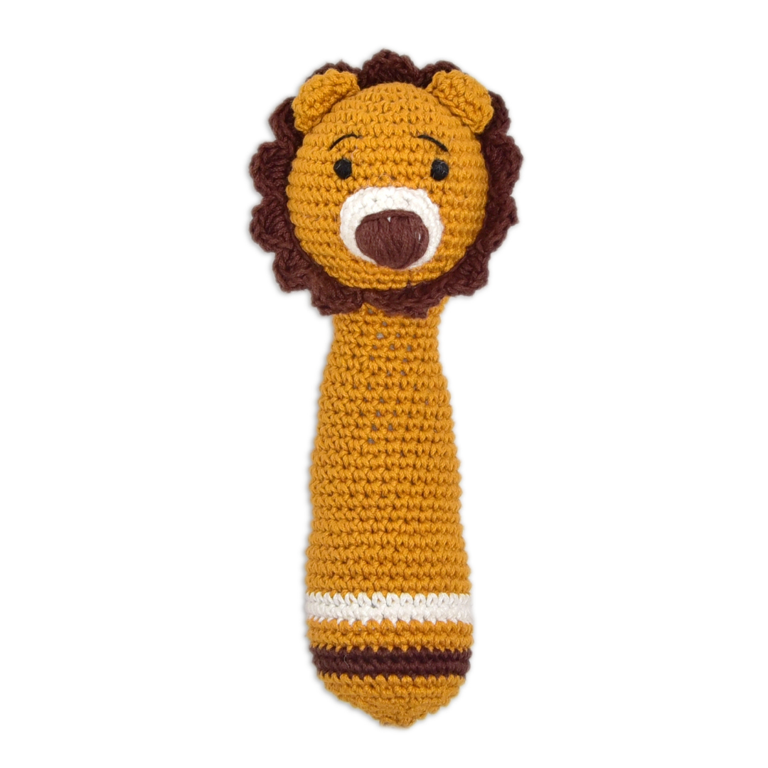 Happy Threads | Mini Simba Hand Rattle – Handmade Crochet Lion for Tiny Roars & Baby Giggles