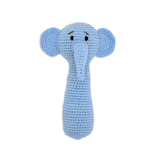 Happy Threads | Tiny Trunkies Crochet Hand Rattle – Handmade Baby Toy & Cherished Keepsake