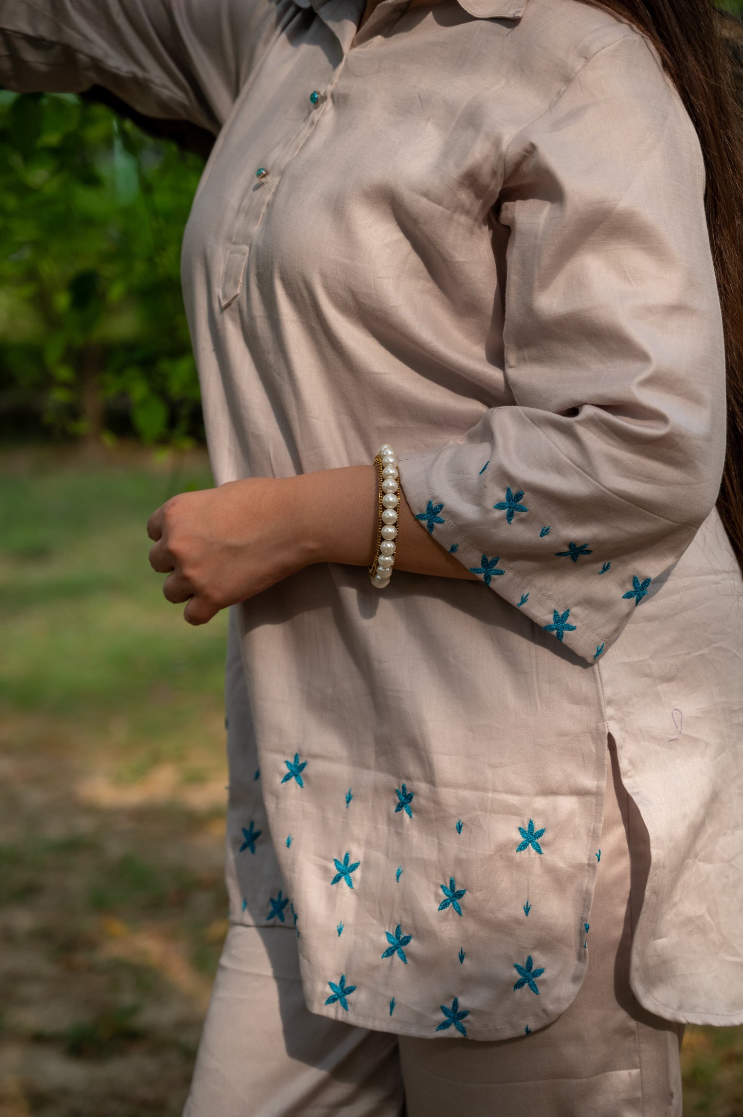 Hand embroidered Aari work Co-ord set