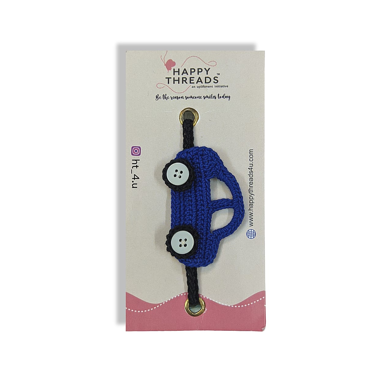 Happy Threads-Handcrafted Adorable Crochet Car Band- Dark Blue