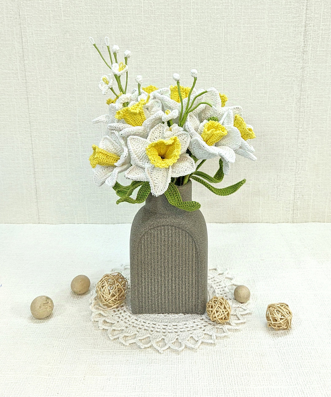 Happy Threads | Bright Crochet Daffodil | Handmade Floral Home Decor - Hunar Hatti