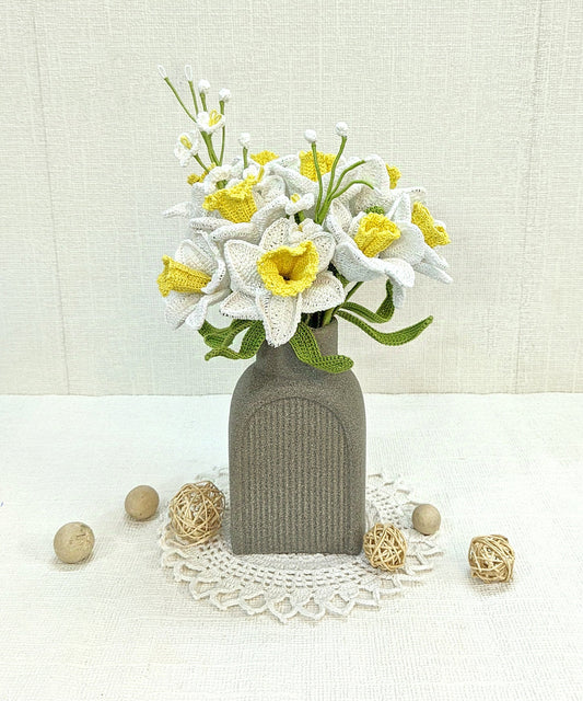 Happy Threads | Bright Crochet Daffodil | Handmade Floral Home Decor - Hunar Hatti