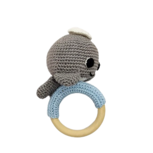 Happy Threads | Soft Handmade Crochet Dolphin Rattle for Infants