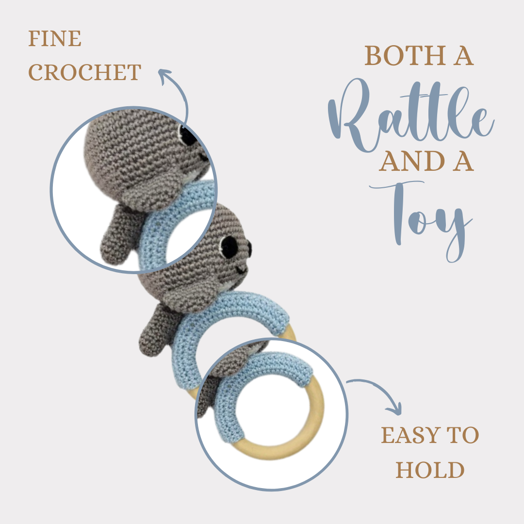 Happy Threads | Soft Handmade Crochet Dolphin Rattle for Infants