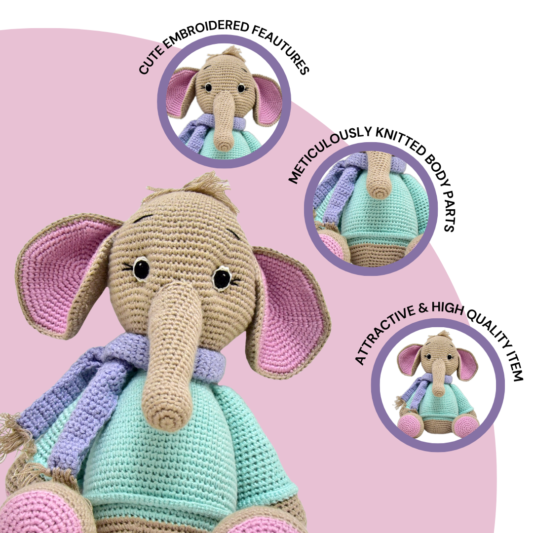 Happy Threads | Handmade Crocheted Elephant Toy – Darcy the Perfect Gift
