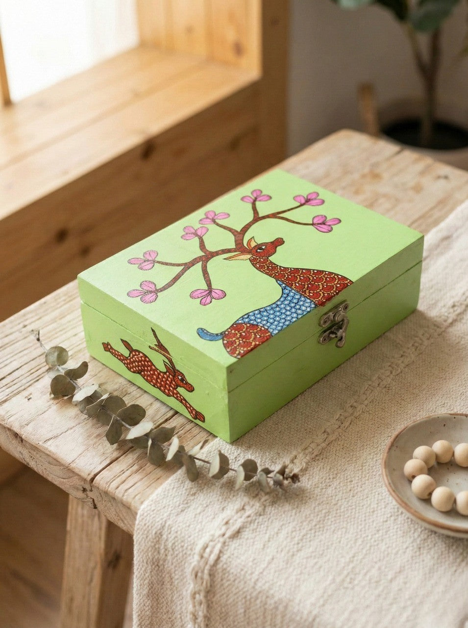 Prithvi: Hand-Painted Gond Deer Box