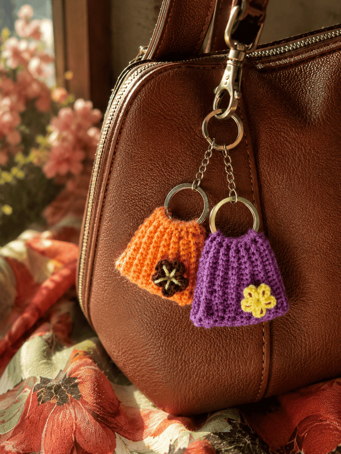 Handmade Crochet Mini Bag Keychain Charm