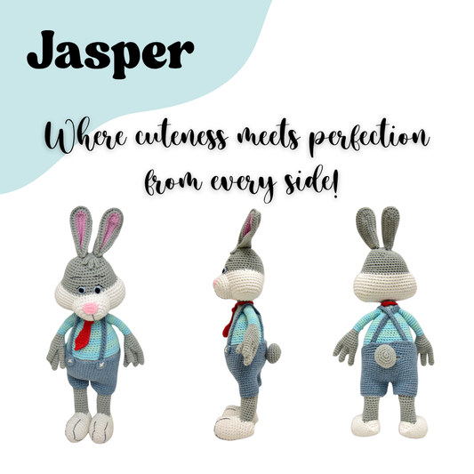 Happy Threads | Handmade Jasper the Bunny | Cuddly Crochet Plush for Kids