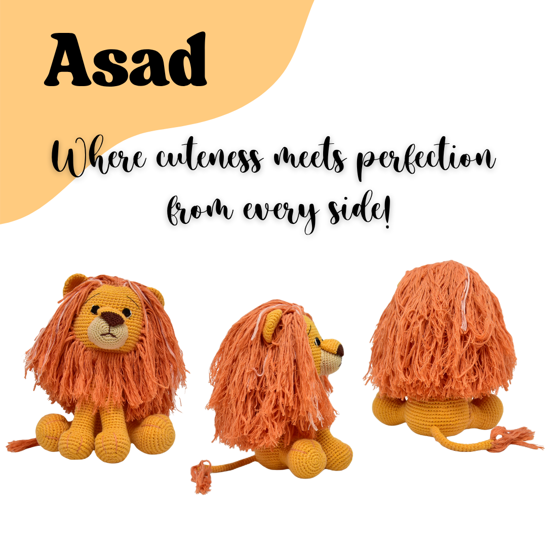 Happy Threads | Cute Handmade Asad the Lion | Crocheted Soft Toy Gift