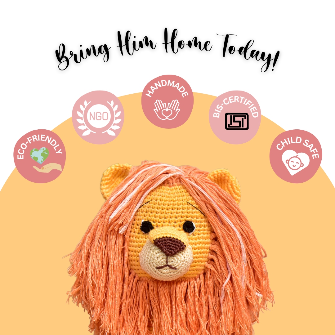 Happy Threads | Cute Handmade Asad the Lion | Crocheted Soft Toy Gift