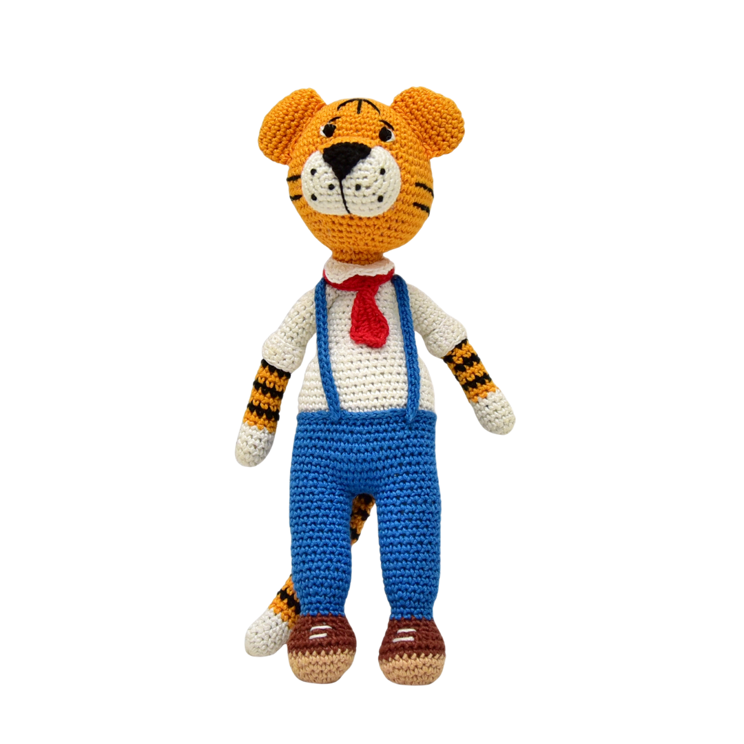 Happy Threads |Cuddly Handmade Rocky Tiger – Crochet Soft Toy for Kids & Collectors - Hunar Hatti