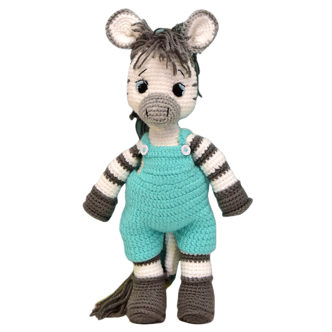 Happy Threads | Albert the Zebra – Handmade Crochet Plush Toy | Soft & Safe Cuddly Companion for Kids