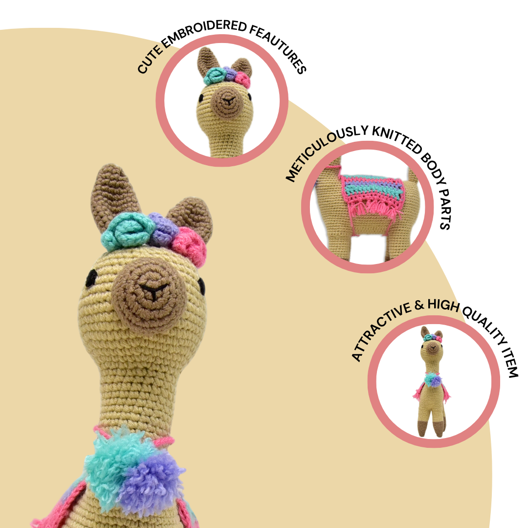 Happy Threads | Felicity the Llama – Adorable Handmade Crochet Toy for Babies & Kids | Soft & Safe Gift