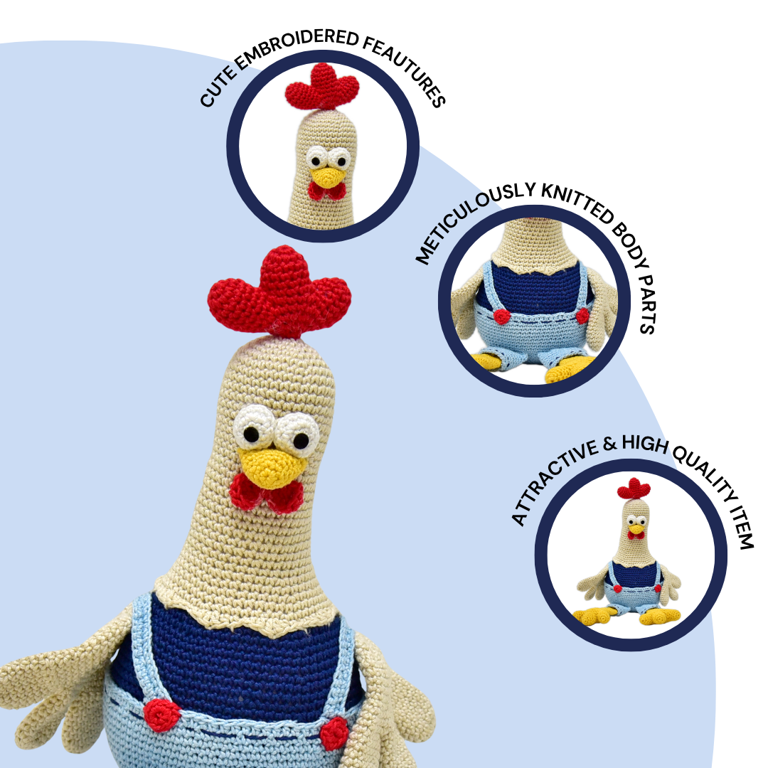 Happy Threads | Meet Dorris the Rooster – A Bundle of Joy in Feathers & Yarn!