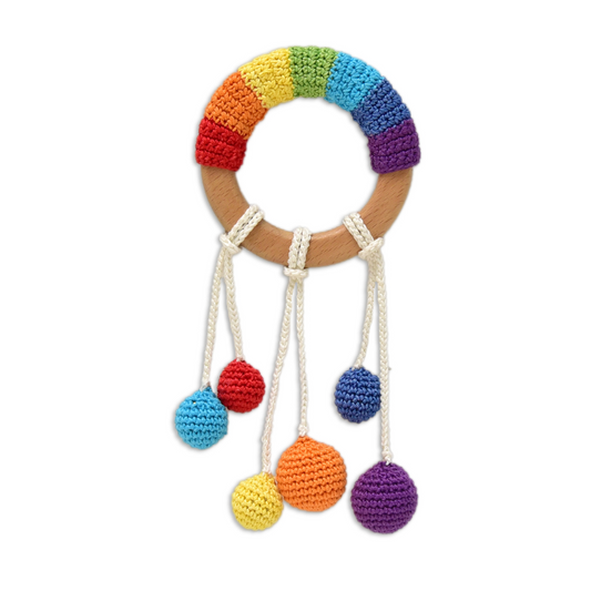 Happy Threads | Handmade Crochet Rainbow Rattle – Joyful Infant Toy