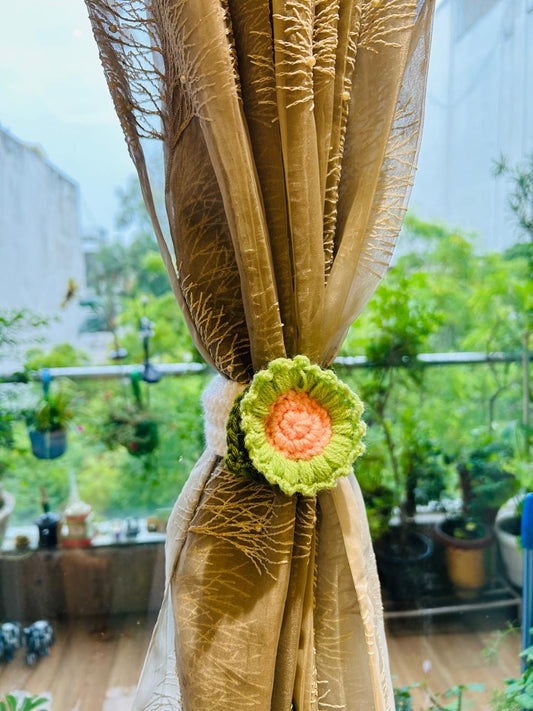 Crochet work- Curtain holder cum Cup cover