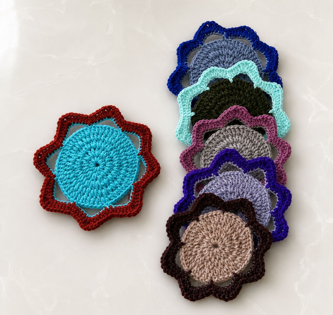 Crochet coasters ,set of 6
