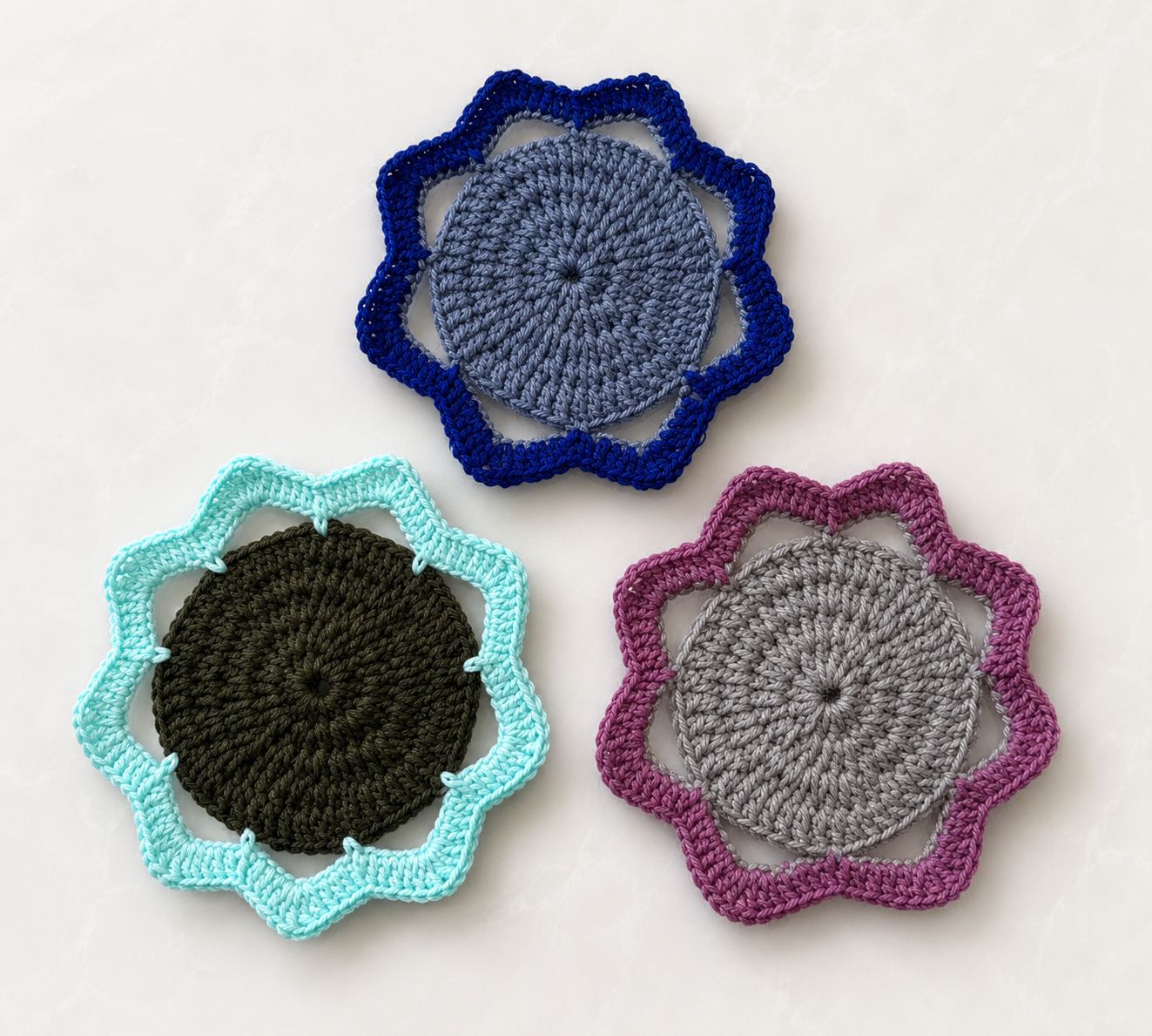 Crochet coasters ,set of 6