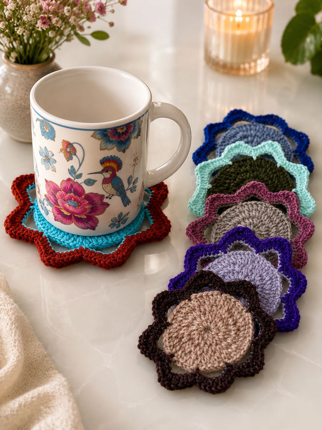 Crochet coasters ,set of 6
