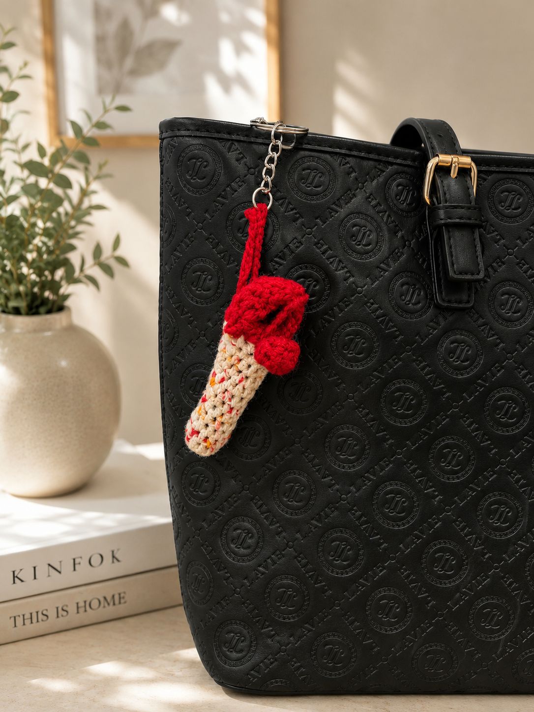 Handmade crochet lipbalm keychain