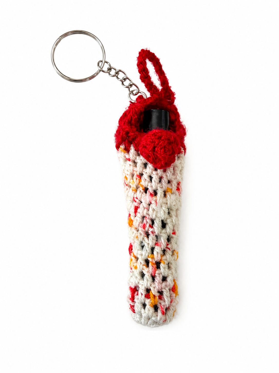 Handmade crochet lipbalm keychain