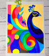 Abstract watercolor painting of peacock
