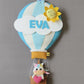 Personalized Handmade Kids name hanging- Hot air ballon - Girl/Boy/Unicorn