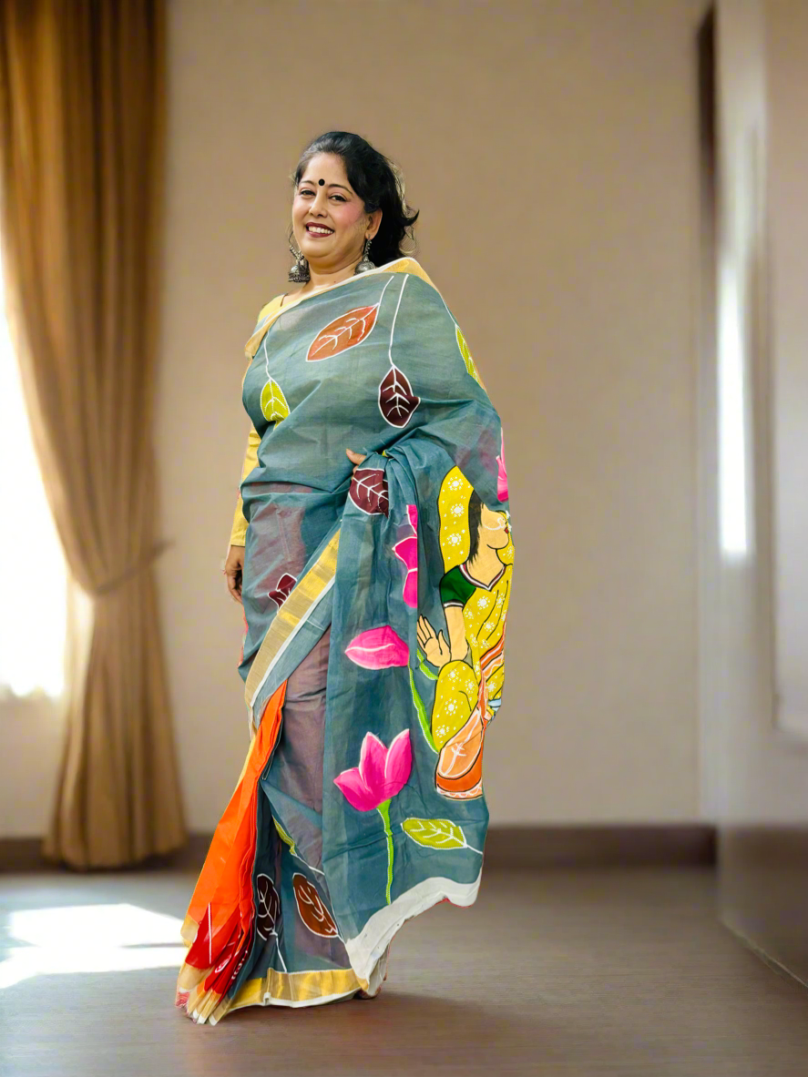 Hand painted sarees