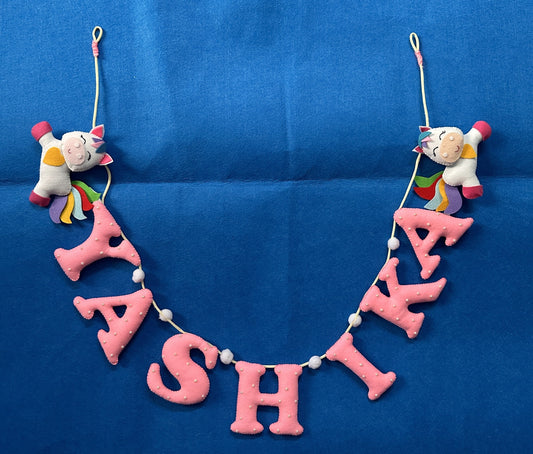 Kids hanging -Unicorn Name  Bunting