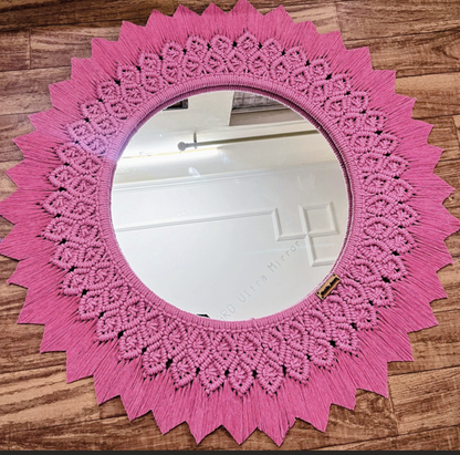 Macrame round mirror