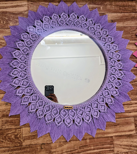 Macrame round mirror