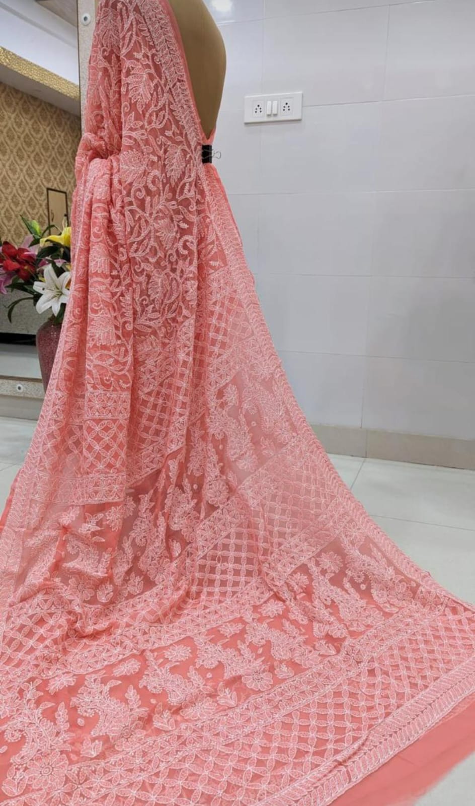 Chikan kari saree