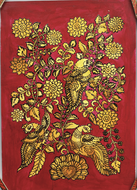 Elegance in Motion: Kalamkari Peacock Embroidery
