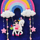 Kids hanging -Girl on Unicorn (Rainbow)