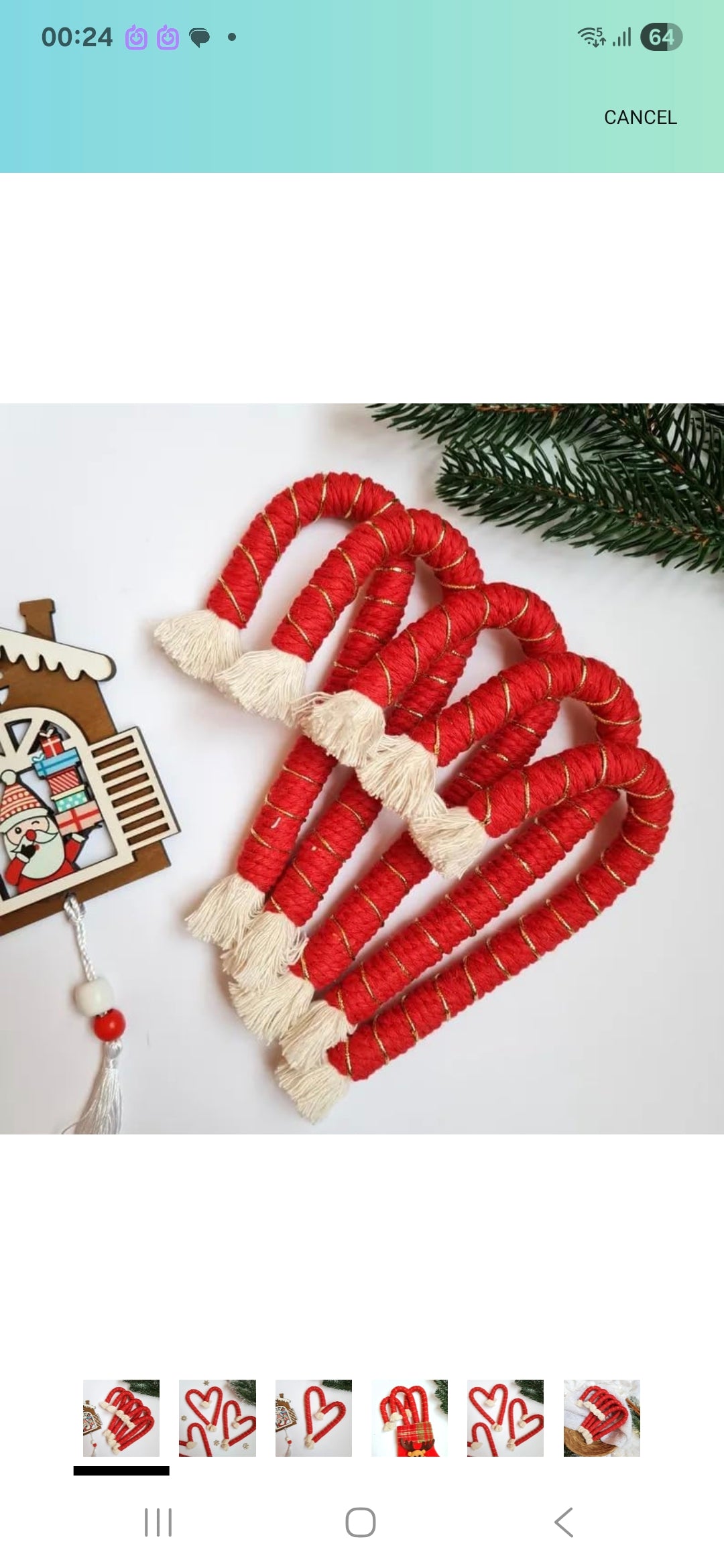 Macrame christmas ornaments-candy,candy cane - Hunar Hatti